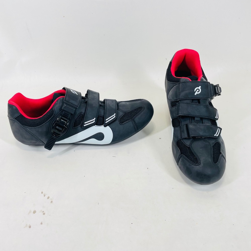 Peloton Indoor Cycling Shoes Black White Red PL-SH-B-46 Size 46 Mens 12